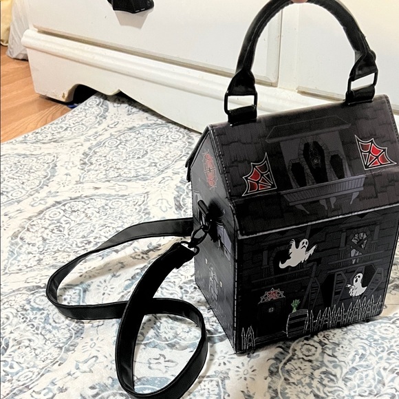 Gothic Black Crossbody Bag with Ghost Design - Picture 3 of 5